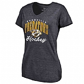 Women's Nashville Predators Victory Script Tri Blend V Neck T-Shirt Navy FengYun,baseball caps,new era cap wholesale,wholesale hats
